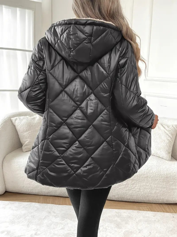 Európa és az Egyesült Államok határokon átnyúló őszi és téli kabát, hosszú ujjú, pamuttal bélelt dzseki, új 2024-es robbanások, gyémánt alakú rácsos női ruházat