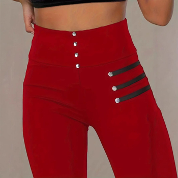 Európai és amerikai női határokon átnyúló új Amazon AliExpress forró magas derekú vékony, rugalmas gombos divatos hétköznapi nadrág