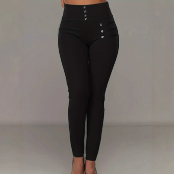 Európai és amerikai női határokon átnyúló új Amazon AliExpress forró magas derekú vékony, rugalmas gombos divatos hétköznapi nadrág