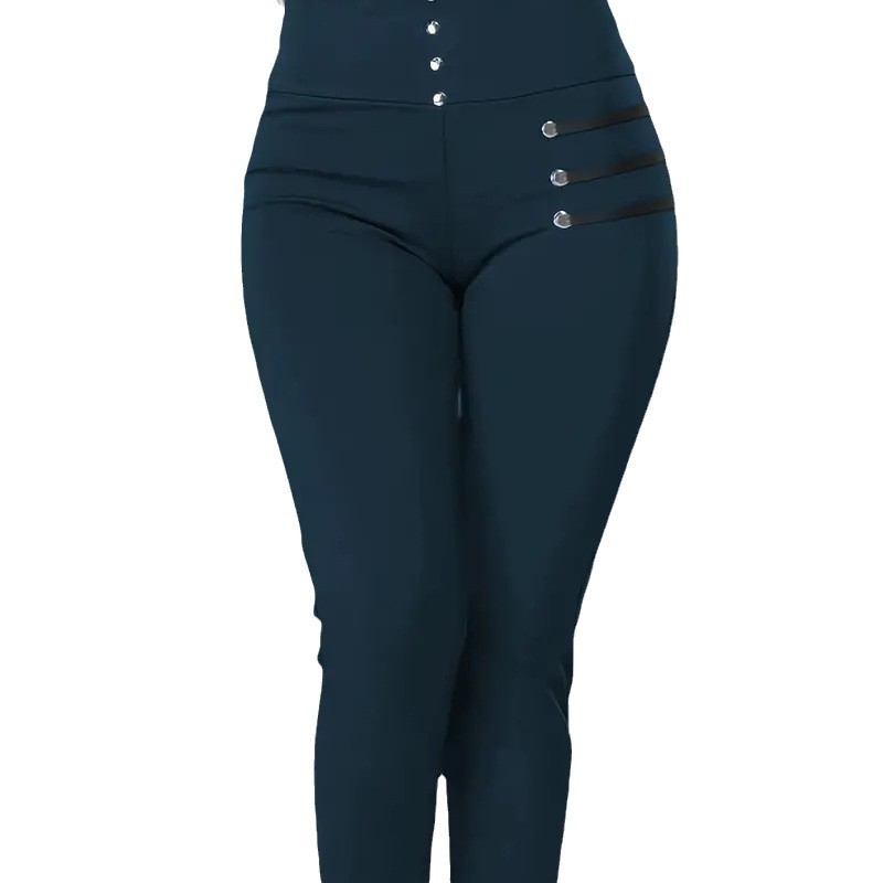 Európai és amerikai női határokon átnyúló új Amazon AliExpress forró magas derekú vékony, rugalmas gombos divatos hétköznapi nadrág