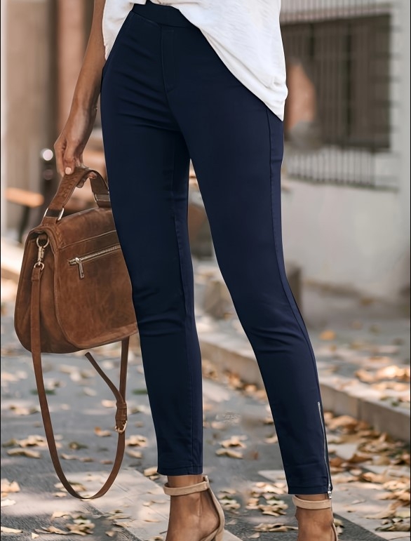 2023 Amazon női tavaszi és őszi nadrág, karcsúsított szárhosszúságú, rugalmas derékkal, magas gumis cipzárral, európai és amerikai, határokon átnyúló, európai és amerikai méretben.