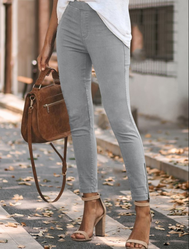 2023 Amazon női tavaszi és őszi nadrág, karcsúsított szárhosszúságú, rugalmas derékkal, magas gumis cipzárral, európai és amerikai, határokon átnyúló, európai és amerikai méretben.