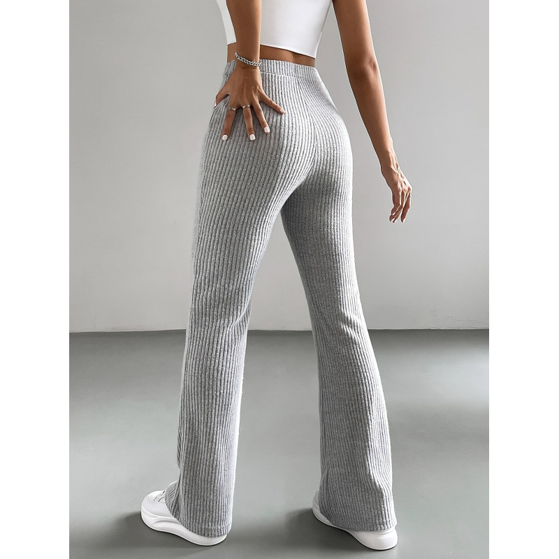 2025-ös, határokon átnyúló tavaszi és őszi új, trapéz nadrág, női egyszínű, lezser, bordás kötött, divatos, mindenhez illő, karcsúsított nadrág