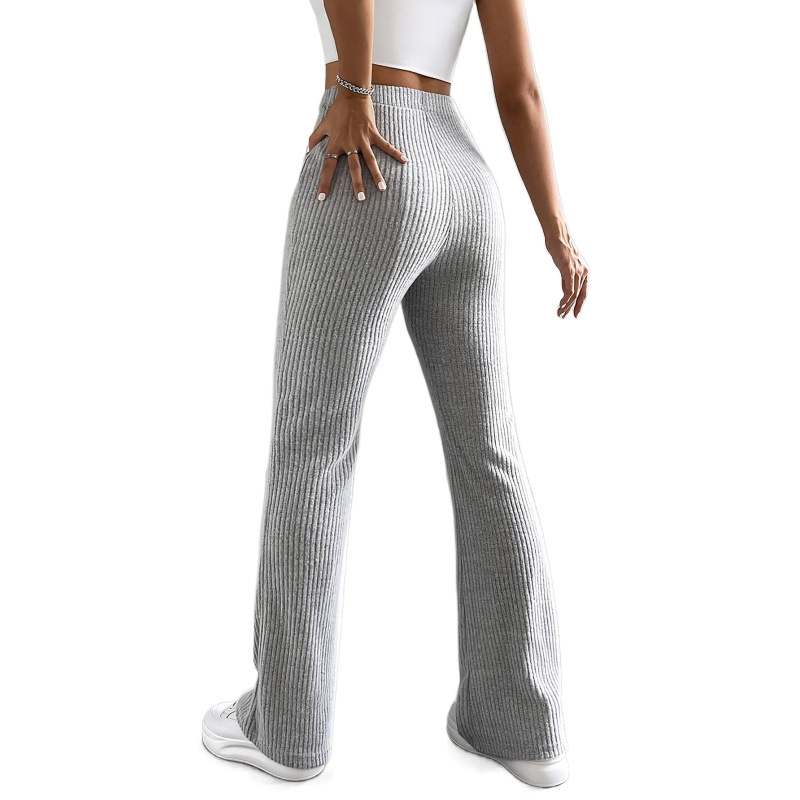 2025-ös, határokon átnyúló tavaszi és őszi új, trapéz nadrág, női egyszínű, lezser, bordás kötött, divatos, mindenhez illő, karcsúsított nadrág