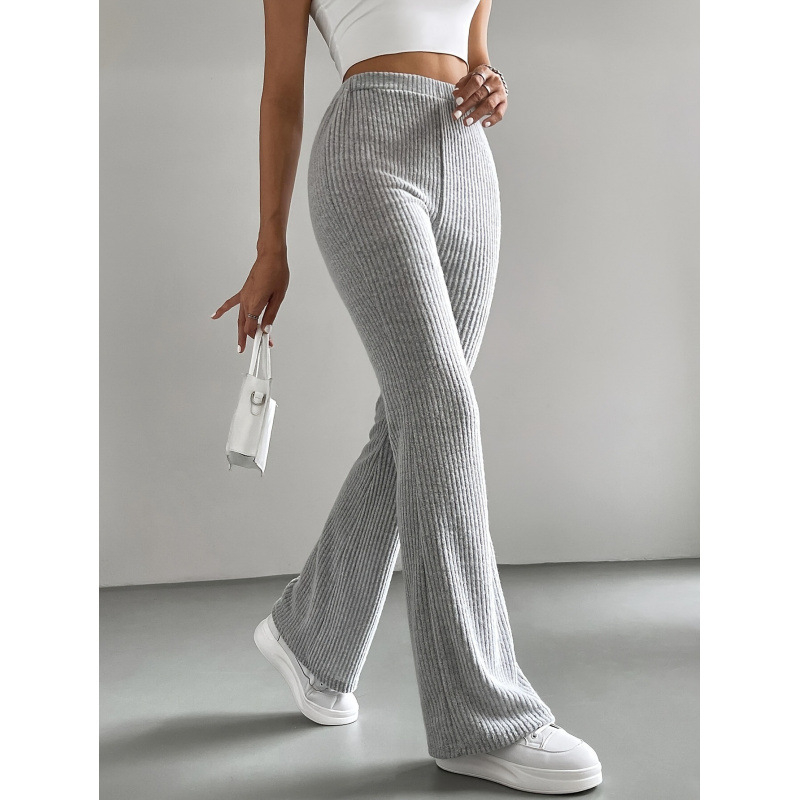 2025-ös, határokon átnyúló tavaszi és őszi új, trapéz nadrág, női egyszínű, lezser, bordás kötött, divatos, mindenhez illő, karcsúsított nadrág