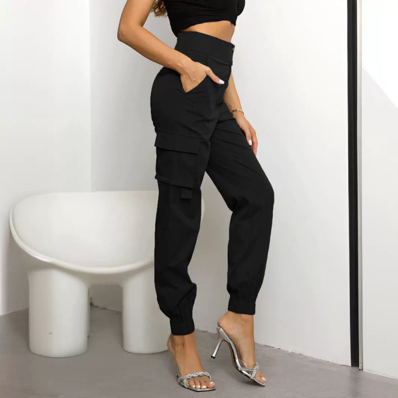 Határokon átnyúló női divatos, lezser, új, oldalsó zsebes nadrág