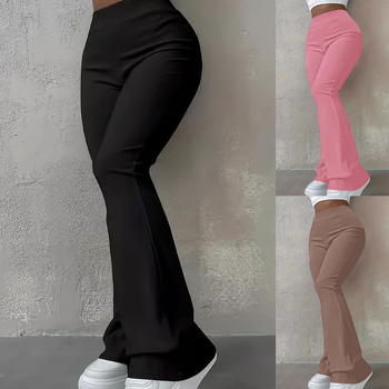 Határokon átnyúló Amazon női őszi és téli robbanások alkalmi egyszerű divatos vékony bordás leggings egyszínű magas derekú nadrág