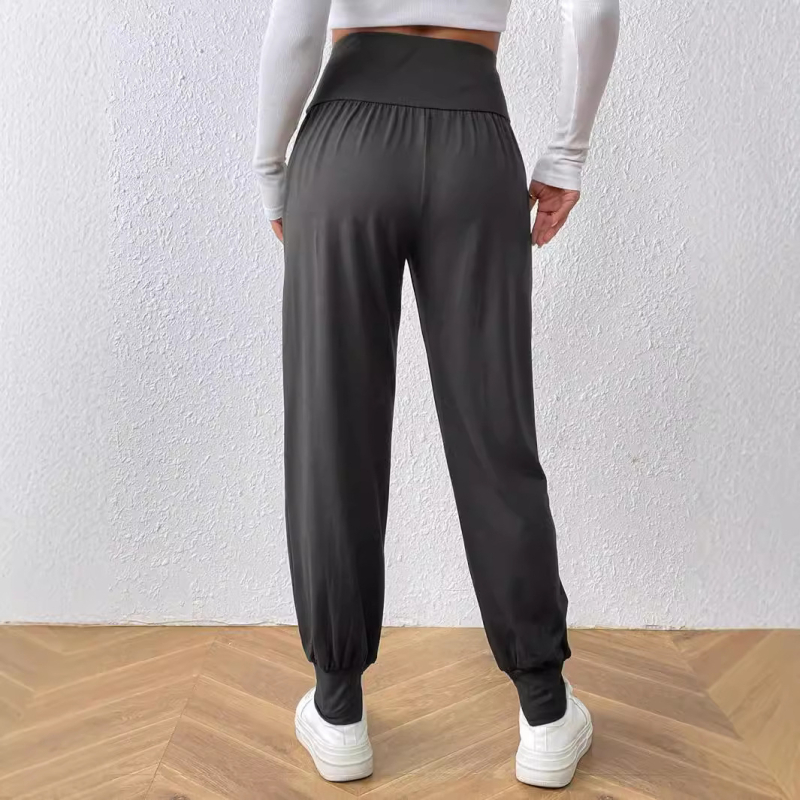 2024 m. tarpvalstybinės Europos ir Amerikos „Amazon“ vienspalvės kelnės su aukštu juosmeniu, juodos plačios juosmens, įstrižos kišenės, hareminės laisvalaikio kelnės su mažomis kojomis.