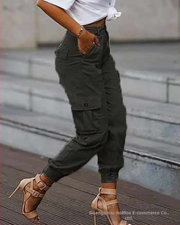 2020-as európai és amerikai új, divatos, bő, bokáig érő nadrág, koreai stílusú, többzsebes, kis lábhosszúságú, faroknadrág nőknek