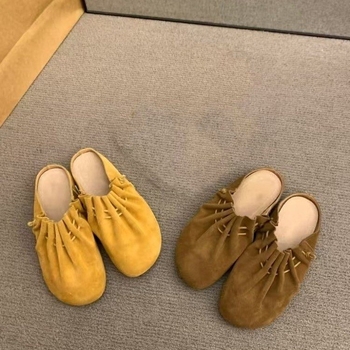 Puha bőr változat! Neizeng Burken Cipők Női Félcipők Ősz és Tél Új Retro Divat Mindenhez Való Megfelelő Bebújós Lazy Toe-up Boltok