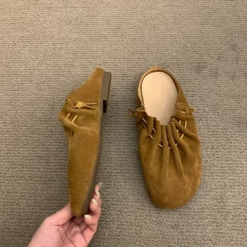 Puha bőr változat! Neizeng Burken Cipők Női Félcipők Ősz és Tél Új Retro Divat Mindenhez Való Megfelelő Bebújós Lazy Toe-up Boltok