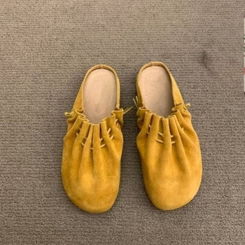 Puha bőr változat! Neizeng Burken Cipők Női Félcipők Ősz és Tél Új Retro Divat Mindenhez Való Megfelelő Bebújós Lazy Toe-up Boltok