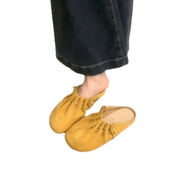 Puha bőr változat! Neizeng Burken Cipők Női Félcipők Ősz és Tél Új Retro Divat Mindenhez Való Megfelelő Bebújós Lazy Toe-up Boltok