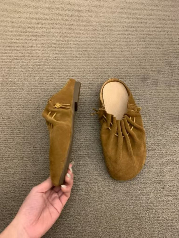 Puha bőr változat! Neizeng Burken Cipők Női Félcipők Ősz és Tél Új Retro Divat Mindenhez Való Megfelelő Bebújós Lazy Toe-up Boltok