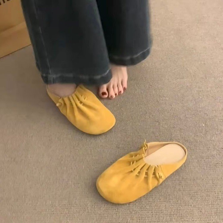 Puha bőr változat! Neizeng Burken Cipők Női Félcipők Ősz és Tél Új Retro Divat Mindenhez Való Megfelelő Bebújós Lazy Toe-up Boltok