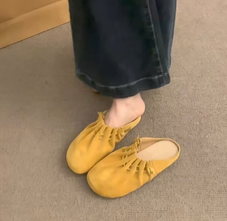 Puha bőr változat! Neizeng Burken Cipők Női Félcipők Ősz és Tél Új Retro Divat Mindenhez Való Megfelelő Bebújós Lazy Toe-up Boltok