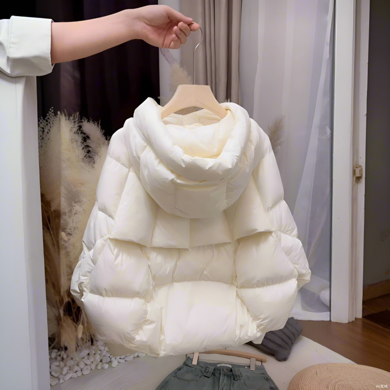 Pilnai užpildytas aksominis pūstas baltas anties pūkinis moteriškas švarkas, storas, šiltas 2024 m. naujas madingas, aukštos kokybės trumpas viršutinis SC