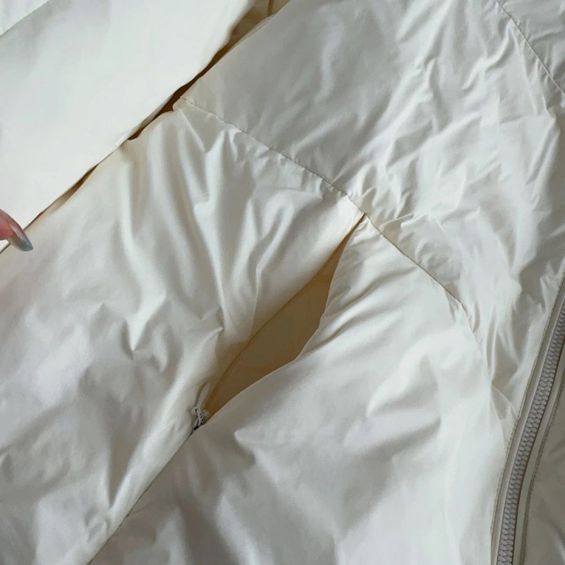 Pilnai užpildytas aksominis pūstas baltas anties pūkinis moteriškas švarkas, storas, šiltas 2024 m. naujas madingas, aukštos kokybės trumpas viršutinis SC