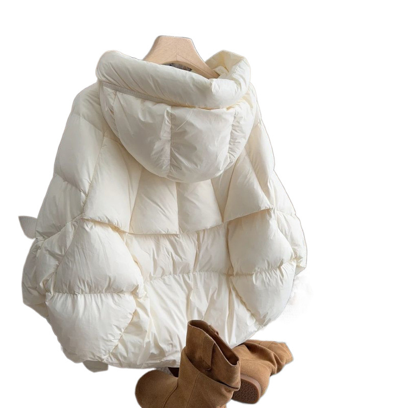 Pilnai užpildytas aksominis pūstas baltas anties pūkinis moteriškas švarkas, storas, šiltas 2024 m. naujas madingas, aukštos kokybės trumpas viršutinis SC