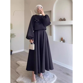 2024 őszi új közel-keleti muszlim virágmintás bő felső, szoknyaszegély, divatos lezser kosztüm