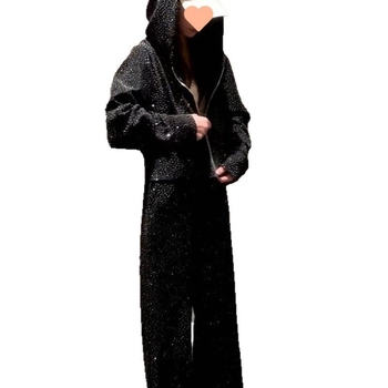 Divatos sportöltöny tavaszi és őszi alkalmi új, bő, kapucnis, karcsúsított, kétrészes pulóver szett