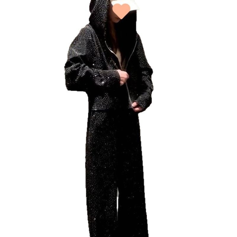 Divatos sportöltöny tavaszi és őszi alkalmi új, bő, kapucnis, karcsúsított, kétrészes pulóver szett