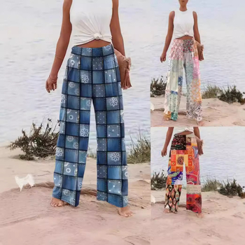 2024. őszi, határokon átnyúló európai és amerikai új női egyenes szárú nadrág, laza nyomtatású, alkalmi, szabálytalan kontrasztos színű nadrág nőknek