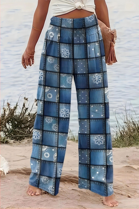 2024. őszi, határokon átnyúló európai és amerikai új női egyenes szárú nadrág, laza nyomtatású, alkalmi, szabálytalan kontrasztos színű nadrág nőknek