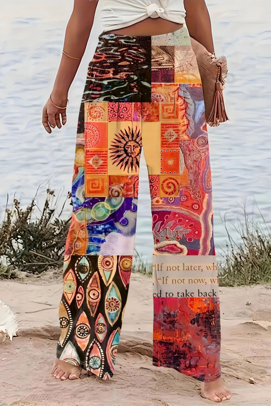 2024. őszi, határokon átnyúló európai és amerikai új női egyenes szárú nadrág, laza nyomtatású, alkalmi, szabálytalan kontrasztos színű nadrág nőknek