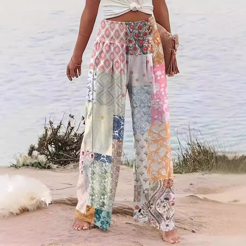 2024. őszi, határokon átnyúló európai és amerikai új női egyenes szárú nadrág, laza nyomtatású, alkalmi, szabálytalan kontrasztos színű nadrág nőknek