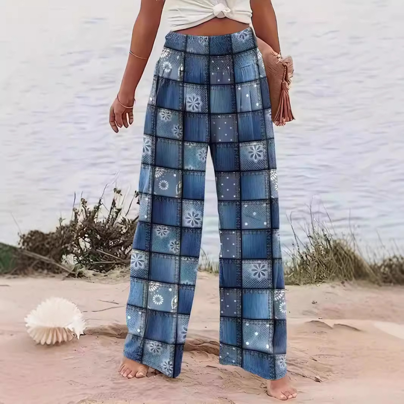 2024. őszi, határokon átnyúló európai és amerikai új női egyenes szárú nadrág, laza nyomtatású, alkalmi, szabálytalan kontrasztos színű nadrág nőknek