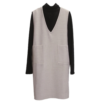 Kétoldalas gyapjú mellényszoknya, kétrészes szett 2023 Japán és koreai új, V-nyakú, egyenes, H-alakú, Chanel stílusú ujjatlan ruha