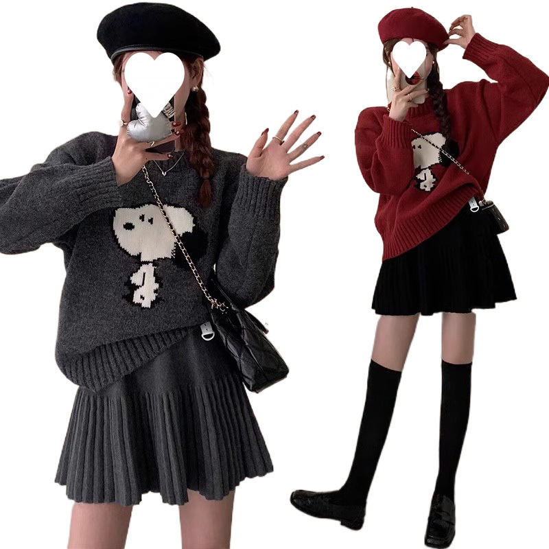 Nėščiųjų moterų sijonas rudens ir žiemos viršutiniai drabužiai 2024 m. Nauja reguliuojamo dydžio megzta laisvalaikio liekninanti klostuota trumpa sijono rudens suknelė