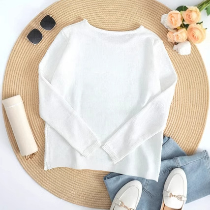 2025-ös európai és amerikai új divatos alkalmi kerek nyakú, hosszú ujjú, kötött, sokoldalú pulóver, határokon átnyúló platform ellátási lánc