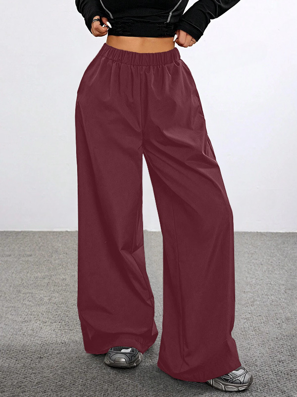 2025-ös, határokon átnyúló divatos, egyszerű női retró, lezser, színben illő, alacsony derekú, fekete, mikrohúzott nadrág