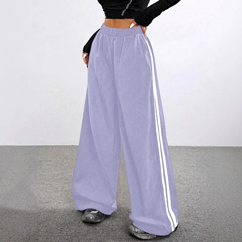 2025-ös, határokon átnyúló divatos, egyszerű női retró, lezser, színben illő, alacsony derekú, fekete, mikrohúzott nadrág