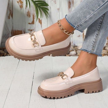 Francia mokaszinok nőknek, tavaszi/őszi 2024, új, vastag talpú, fekete lapos talpú, brit, kis méretű, bőrcipők, nagy méretű, elegáns, JK női cipők