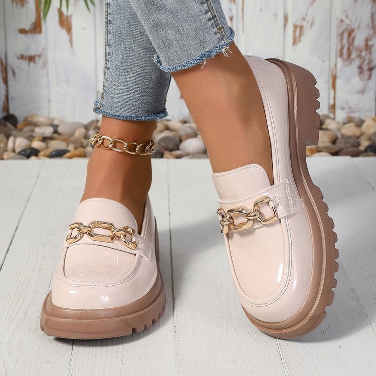 Francia mokaszinok nőknek, tavaszi/őszi 2024, új, vastag talpú, fekete lapos talpú, brit, kis méretű, bőrcipők, nagy méretű, elegáns, JK női cipők