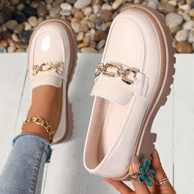 Francia mokaszinok nőknek, tavaszi/őszi 2024, új, vastag talpú, fekete lapos talpú, brit, kis méretű, bőrcipők, nagy méretű, elegáns, JK női cipők