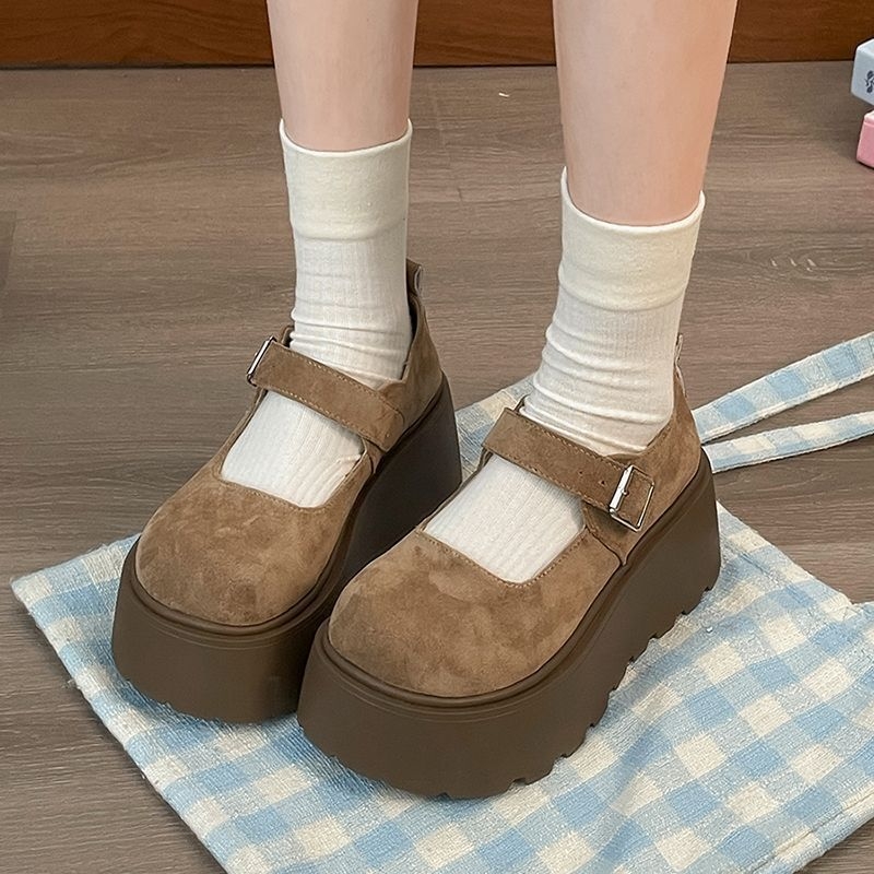 Retro vastag aljú, sekély szájú, egyetlen cipő női 2025 új tavaszi ruha, mindenhez illő Birkenneth cipő, kerek orrú Mary Jane cipő