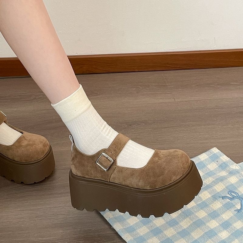 Retro vastag aljú, sekély szájú, egyetlen cipő női 2025 új tavaszi ruha, mindenhez illő Birkenneth cipő, kerek orrú Mary Jane cipő