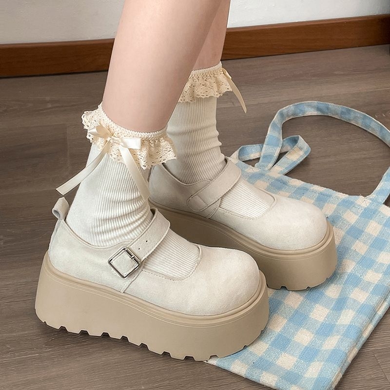 Retro vastag aljú, sekély szájú, egyetlen cipő női 2025 új tavaszi ruha, mindenhez illő Birkenneth cipő, kerek orrú Mary Jane cipő