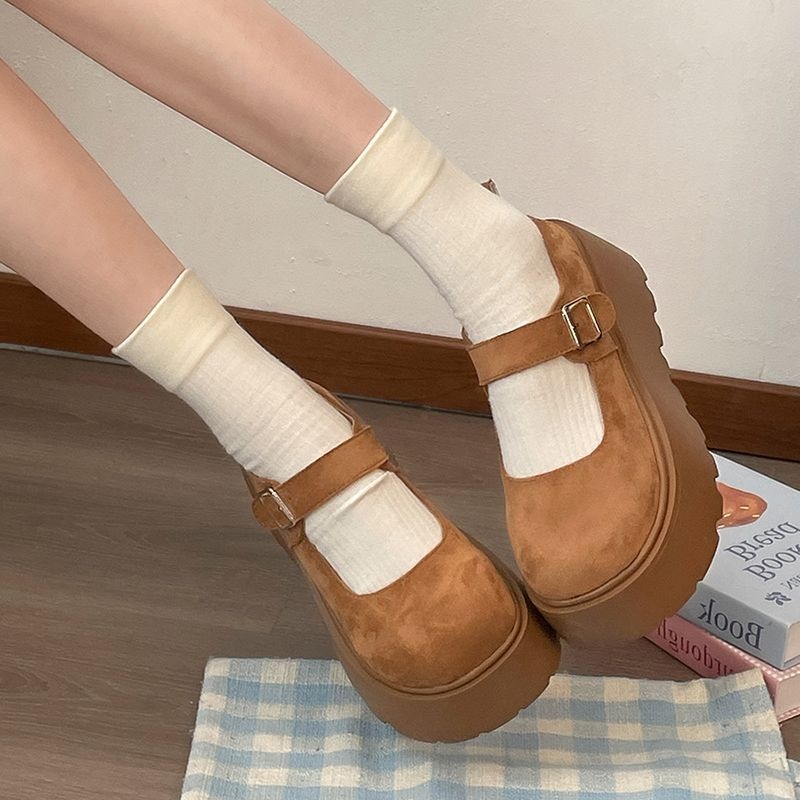 Retro vastag aljú, sekély szájú, egyetlen cipő női 2025 új tavaszi ruha, mindenhez illő Birkenneth cipő, kerek orrú Mary Jane cipő