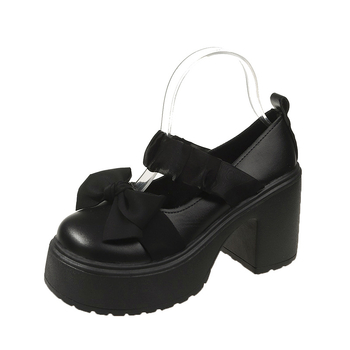 Dögös lányok vastag sarkú, vastag aljú, masnis Mary Jane reggeli ruha, női tavaszi és őszi, édes lányos, szélálló, 8 cm-es egyszemélyes cipők 2024-re