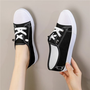 Moteriški batai, naujo stiliaus drobiniai batai, universalūs, madingi balti batai, moteriški, madingi, pavasariniai, laisvalaikio batai iš audinio.