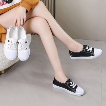 Moteriški batai, naujo stiliaus drobiniai batai, universalūs, madingi balti batai, moteriški, madingi, pavasariniai, laisvalaikio batai iš audinio.