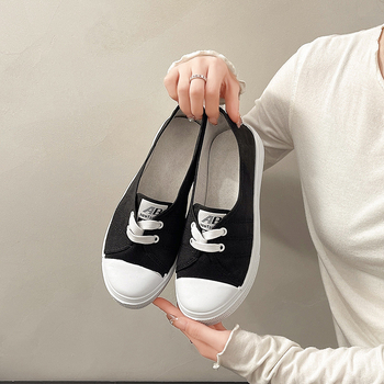 Textil fehér cipők női 2025 tavaszi új lapos talpú, sekély szájú, alacsony szárú, alkalmi vászon, egyszínű, szövet cipők raktáron