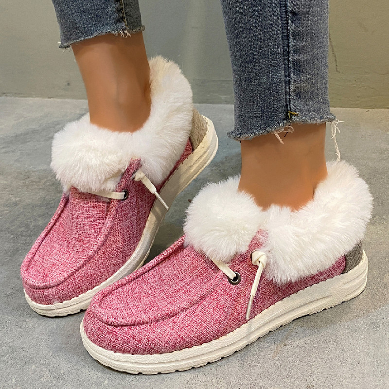 Ārējās tirdzniecības sieviešu lielizmēra apavi 2023. gada rudens un ziemas Jauni Eiropas un Amerikas apaļi purngali kokvilnas zābaki ar šņorēm, plakani, ar flīsa oderi, silti sieviešu rudens un ziemas