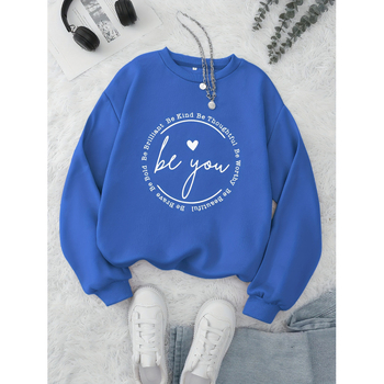 Дамски ежедневен суитшърт с кръгло деколте, суитшърт с геометричен мотив