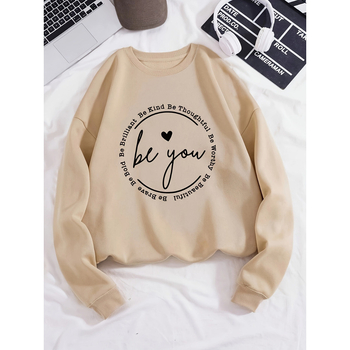 Дамски ежедневен суитшърт с кръгло деколте, суитшърт с геометричен мотив